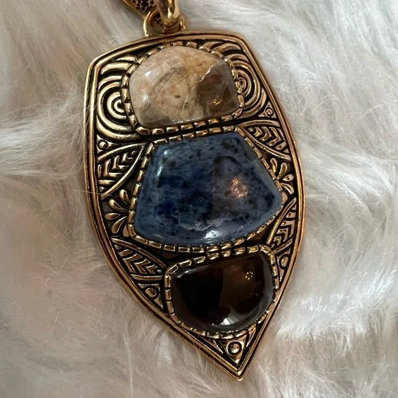 Barse Thailand gold tone and multi color stone necklace. - Picture 1 of 7